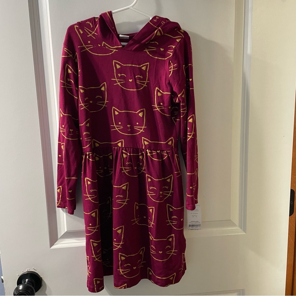Carter's Maroon Cat Print Casual Dress